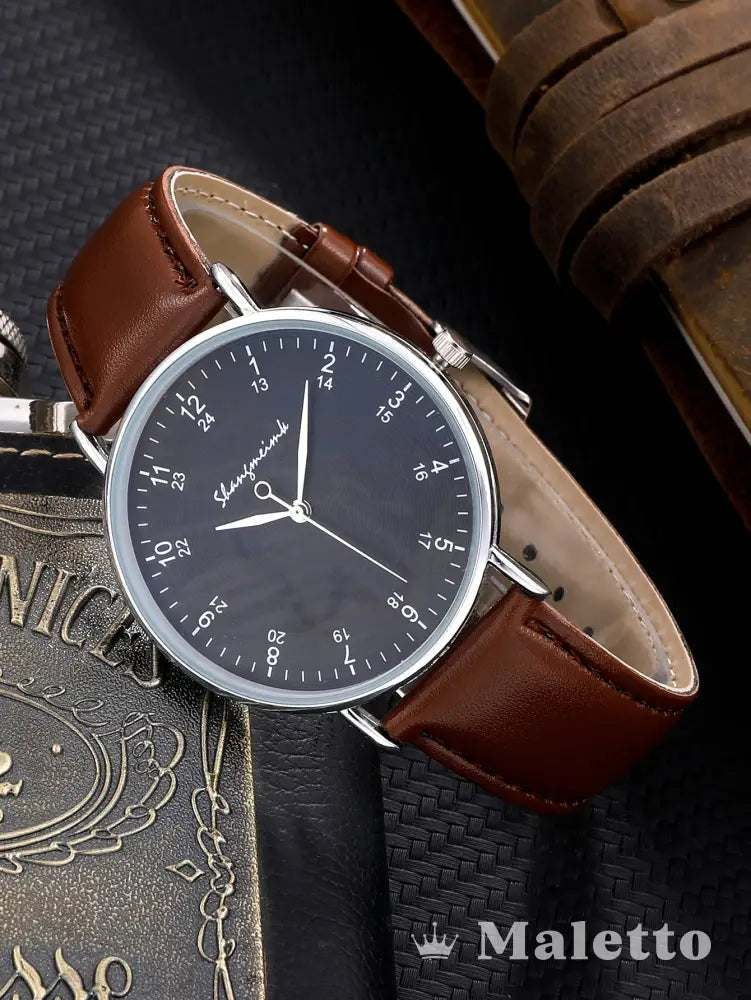 Relógio Masculino Elegante Quartzo com Mostrador 24 Horas